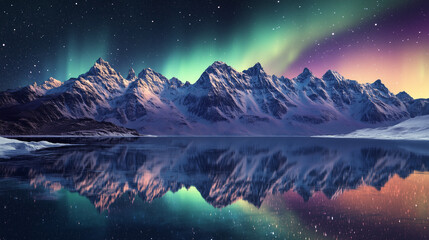 Wall Mural - The Aurora Borealis lights up in the Night Sky