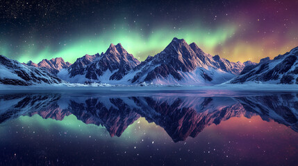 Wall Mural - The Aurora Borealis lights up in the Night Sky