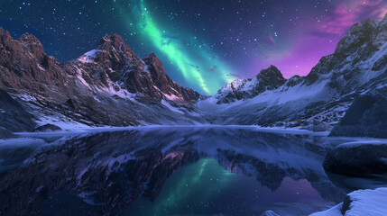Wall Mural - The Aurora Borealis lights up in the Night Sky