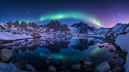 Wall Mural - The Aurora Borealis lights up in the Night Sky