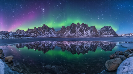 Wall Mural - The Aurora Borealis lights up in the Night Sky