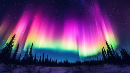 Wall Mural - The Aurora Borealis lights up in the Night Sky