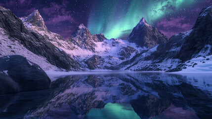 Wall Mural - The Aurora Borealis lights up in the Night Sky