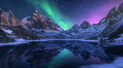 Wall Mural - The Aurora Borealis lights up in the Night Sky