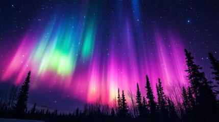 Wall Mural - The Aurora Borealis lights up in the Night Sky
