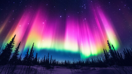 Wall Mural - The Aurora Borealis lights up in the Night Sky