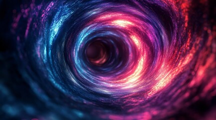 Wall Mural - Colorful swirling vortex with glowing particles and light effects in a dark background