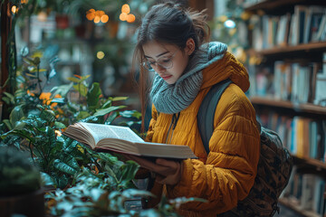 Canvas Print - An individual learning a new language, representing personal growth and cultural immersion. Concept of language acquisition and self-improvement.