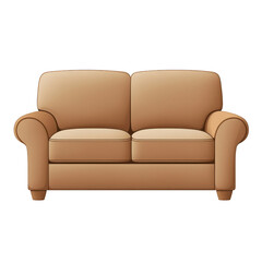 A cozy and stylish brown couch ideal for home decor, providing comfort and elegance to any living space. transparent background