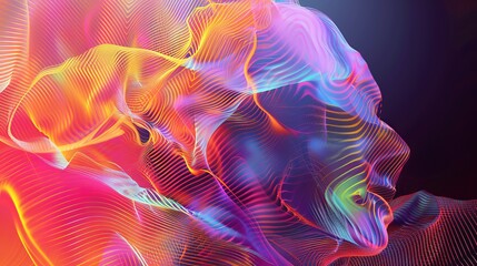 Wall Mural - colorful abstract representation of a flowing shape conveying emotion in a dark background