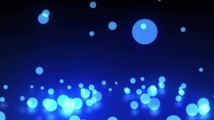 Poster - Animation of blue spots falling on black background