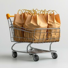 Shopping cart on a white background	
