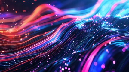 Wall Mural - Abstract Neon Light Waves