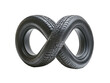 © zphoto83 - The image showcases two tires positioned in a way that creates an infinity symbol, highlighting their texture and design against a simple background