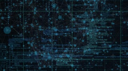 Wall Mural - Animation of network of connections over data processing