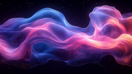 Wall Mural - Blue and Purple Abstract Dynamic Wave on Black Background