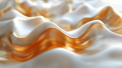 Wall Mural - Abstract wavy pattern of white and gold fabric.