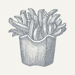 Wall Mural - Potato Fries. Vintage woodcut engraving style vector illustration.