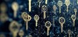 © Linda Space - vintage keys on a blue web background with blurred space,  emphasis of internet security, key points to presentation or article, backdrop for business website