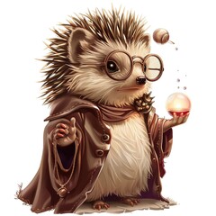 Hedgehog Alchemist Occupation fantasy animal cartoon isolated whitebackground