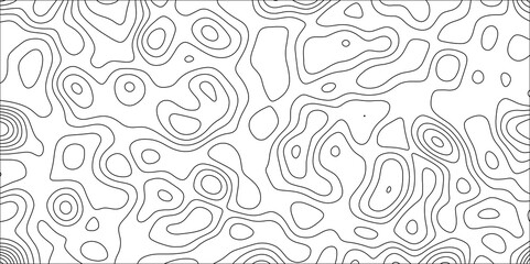 Abstract black & white topographic Contour Scheme and Terrain on old paper. Geographic mountain terrain. Contour map background. Cartographic Weave with seamless striped patterns and wavy Lines