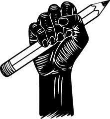 Canvas Print - Bold Symbol of Resistance: Hand Holding Pencil