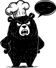 Canvas Print - Angry Bear Chef with Chef Hat and Speech Bubble