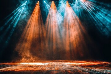 Sticker - Stage Lighting With Smoke and Wooden Floor