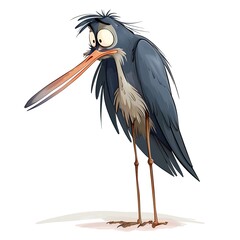 Wall Mural - Heron Shame emotion fantasy animal cartoon isolated whitebackground