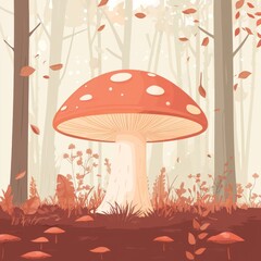 Canvas Print - A colorful abstract painting in watercolor style depicting mushrooms, plants, and other objects from a fairy-tale forest. Illustration for children's books.