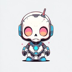 Sticker - Cute Robot with Skull Design