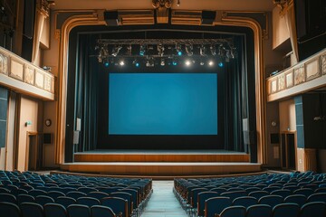 Wall Mural - Empty Theater Auditorium with Stage and Large Screen