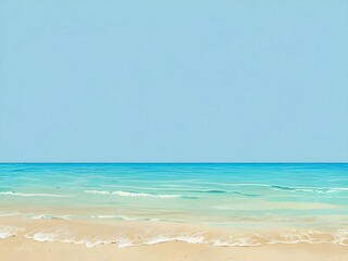 Sticker - Tranquil Beach Scene with Blue Sky and Crystal Clear Water