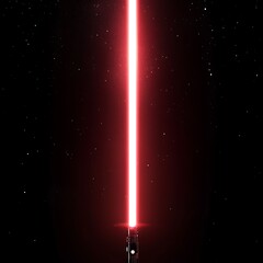 Canvas Print - Red lightsaber glowing in space with stars