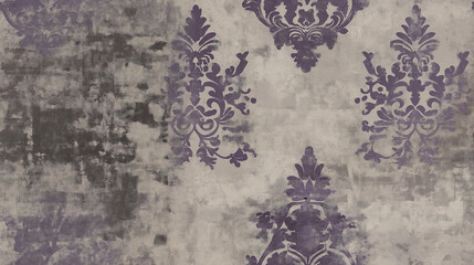 Wall Mural - vintage haunted wallpaper texture featuring faded victorian patterns in ghostly grays and purples