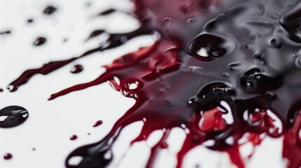 Red and black ink mixing together on white surface