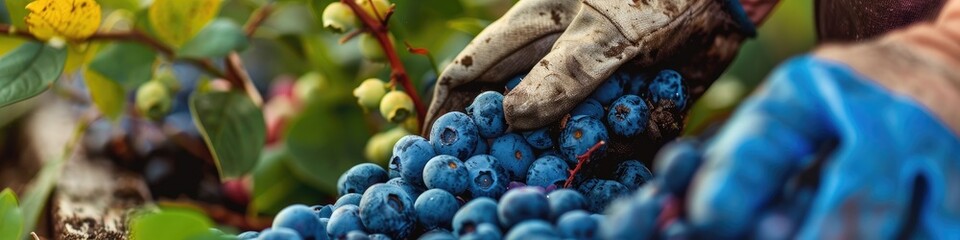 Sticker - Gathering mature blueberries on an agricultural property