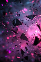 Sticker - Abstract pink and black shattered glass background, digital art, graphic design, wallpaper