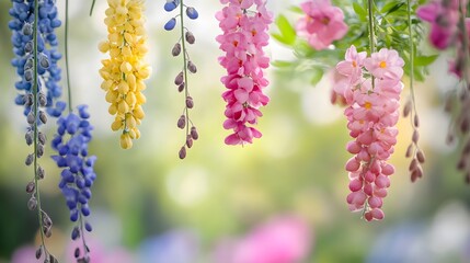 Wall Mural - Spring flowers hanging pattern nature.
