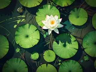 Sticker - Water Lily in a Pond