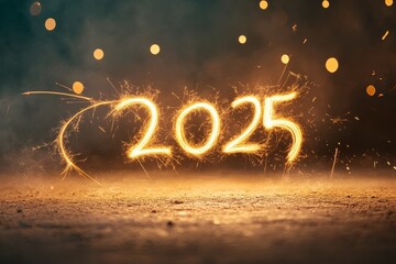 new year 2025 with sparkles