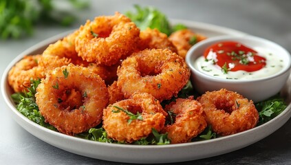 Poster - Crispy Fried Onion Rings with Dip