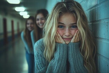 Sticker - Teenage Girl Posing in a Hallway