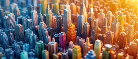 Poster - Miniature Cityscape with Golden Skyscrapers