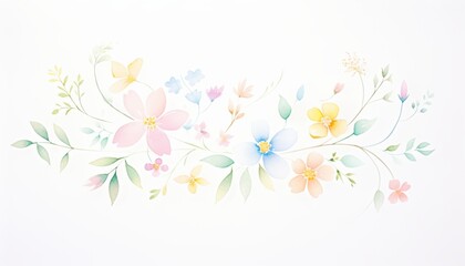 Wall Mural - A delicate watercolor floral design featuring soft pastel colors, ideal for backgrounds, cards, and decorative elements.