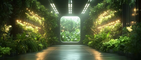 A Lush, Indoor Corridor with a View of a Verdant Forest