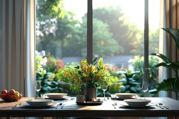 Wall Mural - a table with a vase of flowers and a few other items on it