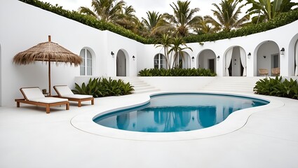 Wall Mural - outdoor pool area with a Mediterranean style.