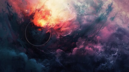 Poster - Cosmic Nebula: A Vibrant Abstract Painting of Space