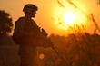 © Hunman - Silhouette shot of soldier holding rifle.